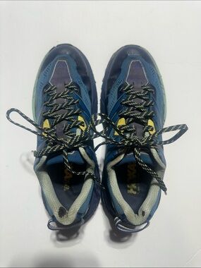 Hoka One One  Speedgoat 3 Blue navy yellow Trail Running Shoesw pull tabs laced